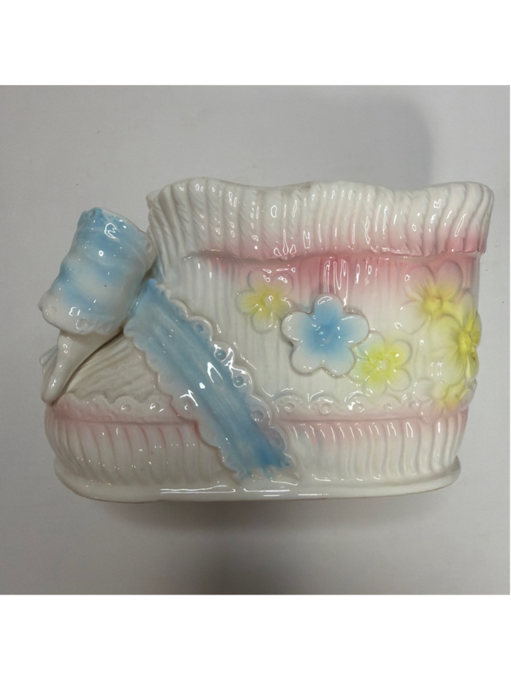 Vintage Ardco Baby Boot Planter Pastel Ceramic Nursery Planter Taiwan 1970s - Picture 7 of 7